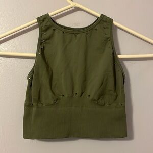 Free People Movement Olive Green High Neck Sports Bra Crop Top size XS/S